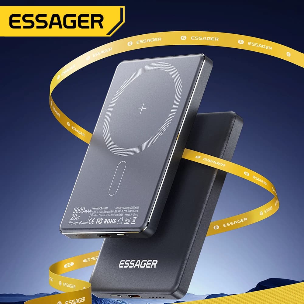 סוללת גיבוי אלחוטית דקה Essager Magnetic 20W 5000mAh ניידת לטעינה מהירה חיצונית עבור Magsafe עבור iPhone 17 16 15 14 - תמונה 2