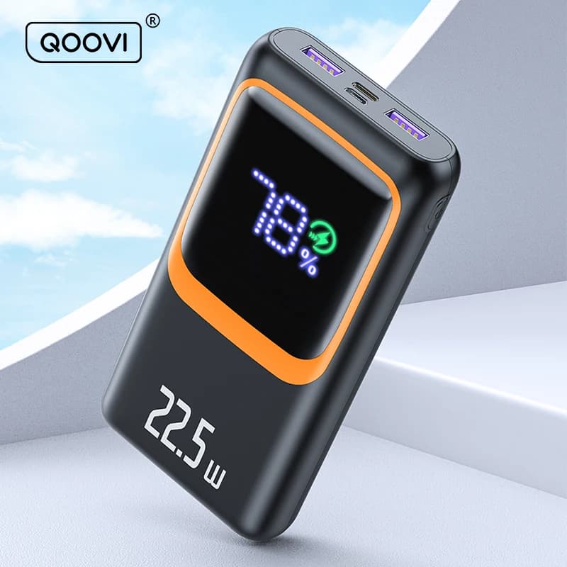 QOOVI 20000mAh סוללת גיבוי חיצונית עם קיבולת סוללה גדולה PD 22.5W טעינה מהירה מטען נייד עבור Samsung iPhone Xiaomi