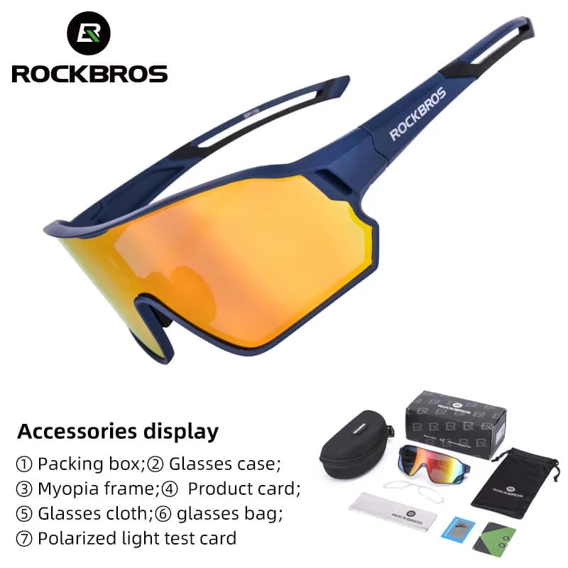 משקפיים לאופניים ROCKBROS Polarized UV400 הגנה מפני השמש משקפי רכיבה אולטרה-קלים מסגרת גדולה MTB כביש אופניים משקפיים - תמונה 6