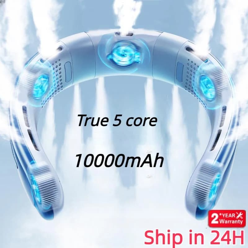 מאוורר צוואר נטען 10000mAh — קירור אישי לכל היום, ידיים חופשיות 🌀