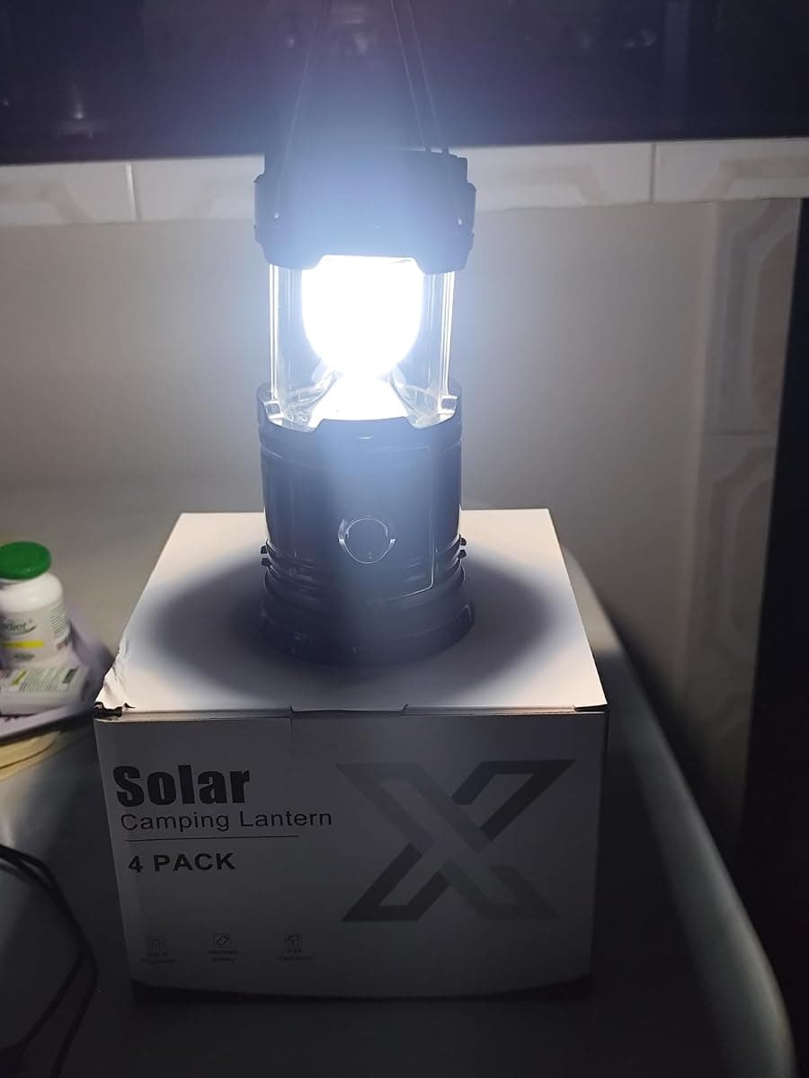 🏕️ סט 4 פנסי קמפינג מתקפלים — סולארי + USB, אור 360° לאוהל, לסוכה ולהפסקות חשמל - תמונה 4