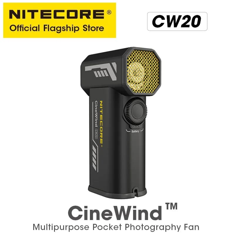 מאוורר נייד חשמלי נייד NITECORE CW20 לצילום כיס רב-תכליתי עבור קנון סוני קמפינג וידאו קצר