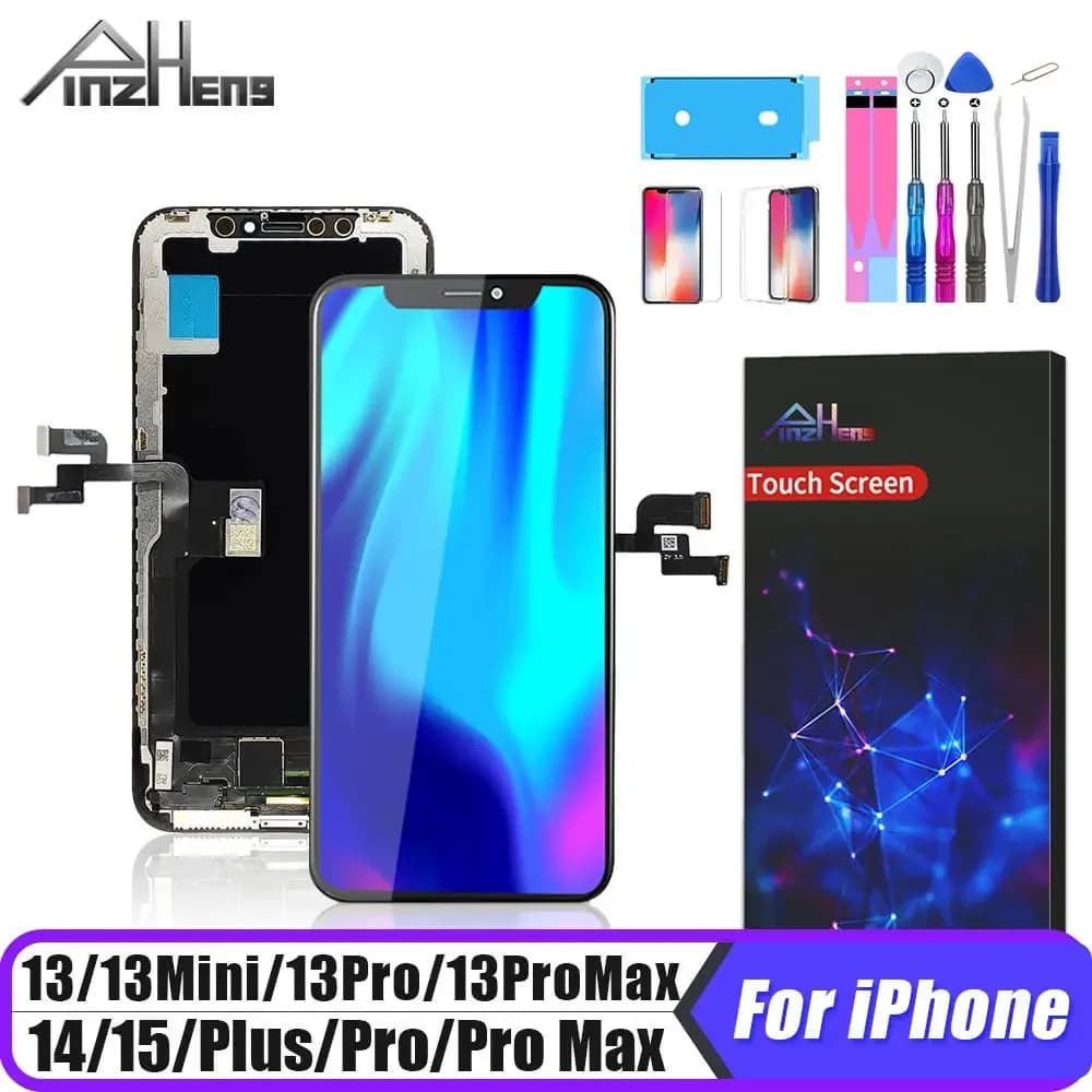 מסך איכותי INCELL LCD OLED של PINZHENG עבור iPhone 14 Pro 15 Plus 13 Pro Max תצוגות להחלפת iPhone עם כלי