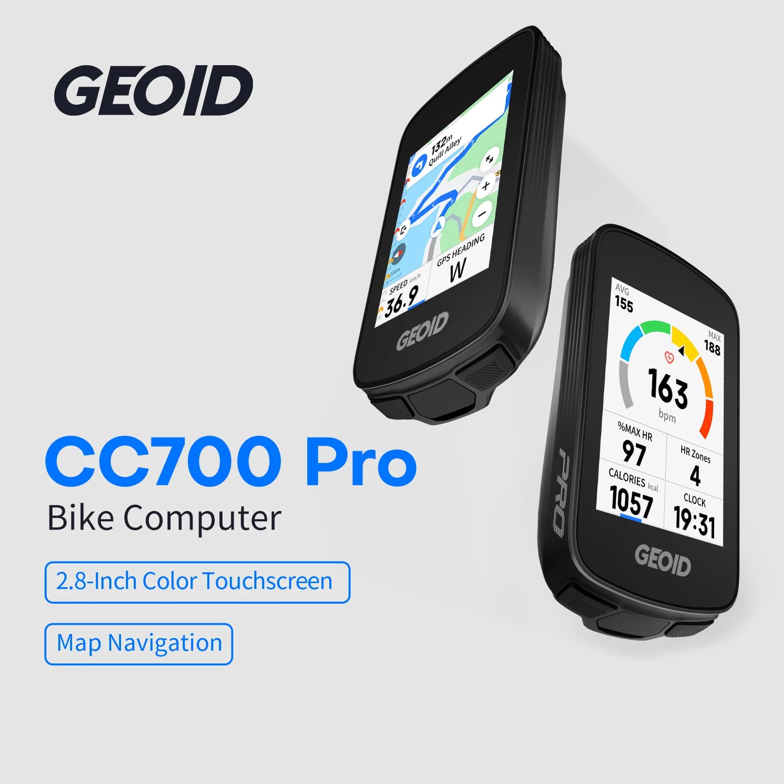 מחשב אופניים GEOID CC700 Pro GPS 2.8 אינץ 'מסך מגע מד דרגת מהירות גלובלית ניווט מפה רכיבה אודומטר עבור Strava